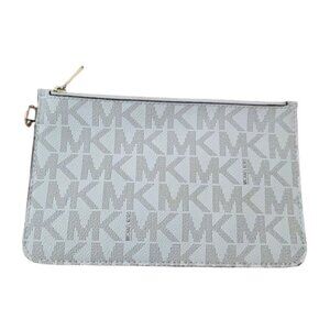 Michael by Michael Kors Monogram Tan and White Pouch Clutch